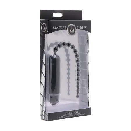 XR Brands Dark Rod Crni Vibrirajući Silikonski Uretralni Uređaj sa Perlicama 24cm