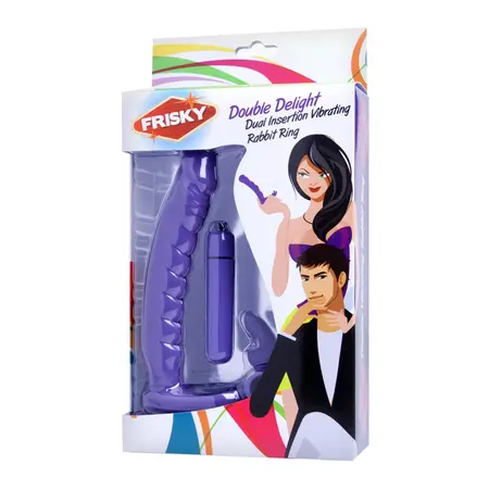 XR Brands Double Delight Rabbit Ring Vibrirajući Sistem Ljubičasti Silikon
