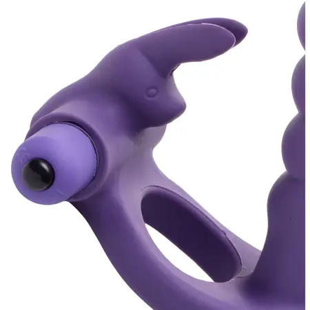 XR Brands Double Delight Rabbit Ring Vibrirajući Sistem Ljubičasti Silikon
