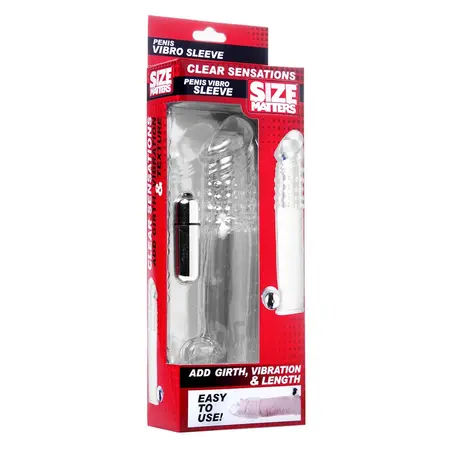 Clear Sensations Intimate Extension Sleeve with Vibrating Bullet, Transparent