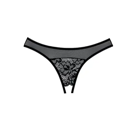 Dreamgirl Just A Rumor Lace Mesh Panties, One Size, Crna