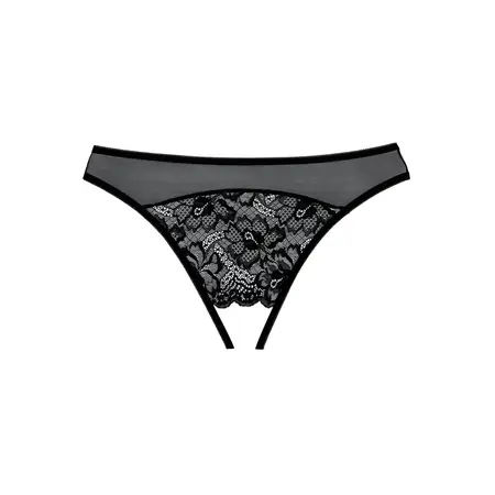 Dreamgirl Just A Rumor Lace Mesh Panties, One Size, Crna