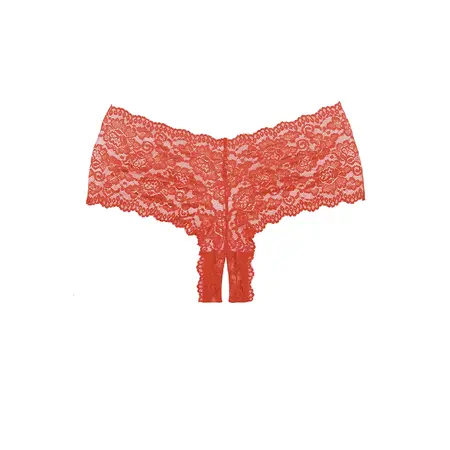 Candy Apple Lace Hipster Briefs Open-Crotch One Size Black