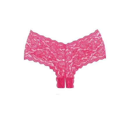 Candy Apple Lace Hipster Panty Open-Crotch One Size Crna