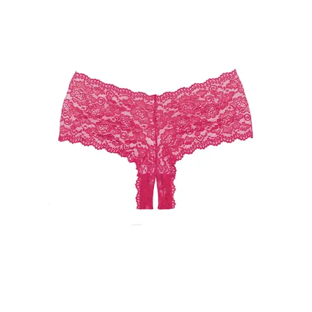Candy Apple Lace Hipster Panty Open-Crotch One Size Crna