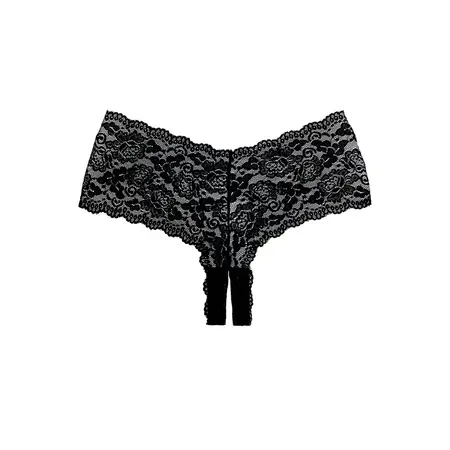 Candy Apple Lace Hipster Panties Open Design One Size Crna