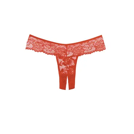 Chiqui Love All-Lace Crotchless Thong - One Size, Crni čipkasti dizajn