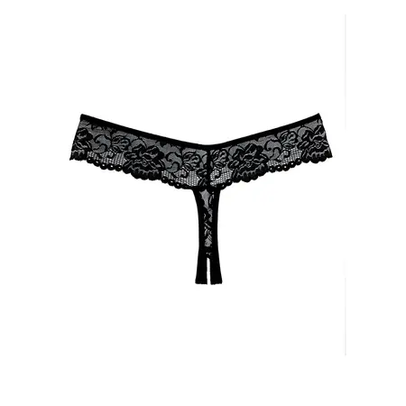 Chiqui Love All-Lace Crotchless Thong Panties One Size Crna