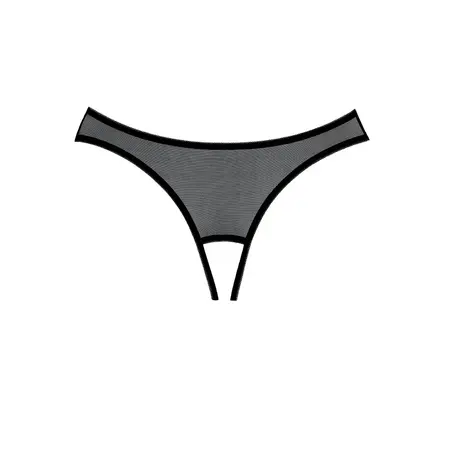 Expose Sheer Mesh Panty with Eyelash Lace and Bow Detail Black One Size