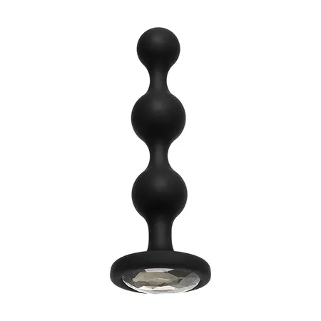 Booty Bling Silicone Beaded Plug Medium Black with Decorative Jewel