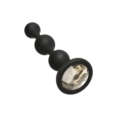 Booty Bling Silicone Beaded Plug Medium Black with Decorative Jewel