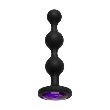 Booty Bling Silikonski Čep sa Perlicama Intimni Nakit Srednji Crni