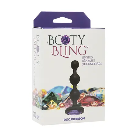 Booty Bling Silikonski Čep sa Perlicama Intimni Nakit Srednji Crni