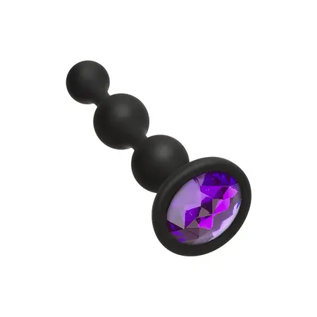 Booty Bling Silikonski Čep sa Perlicama Intimni Nakit Srednji Crni