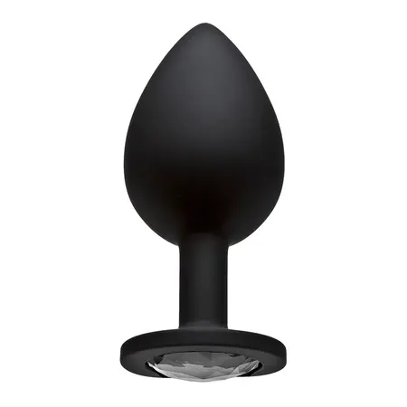 Booty Bling Spade Large Silicone Plug with Pastel Gem - Black