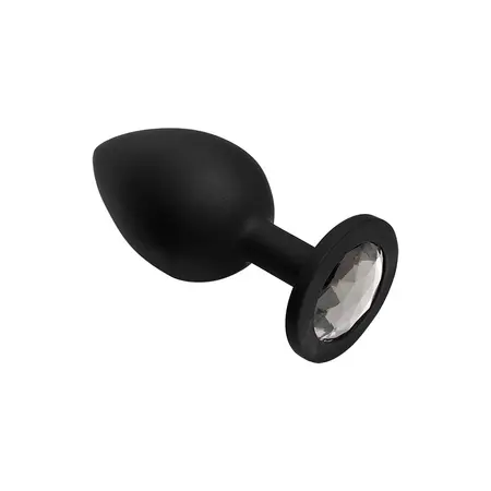 Booty Bling Spade Large Silicone Plug with Pastel Gem - Black
