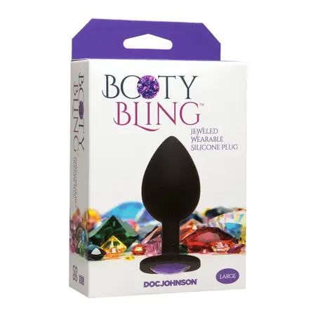 Booty Bling Veliki Pik Čep Crni Silikonski sa Pastelnim Draguljem