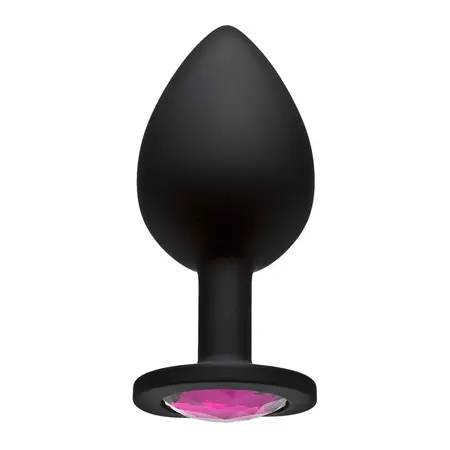 Booty Bling Large Spade Silicone Plug Black with Pastel Gem