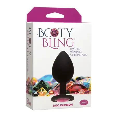 Booty Bling Large Spade Silicone Plug Black with Pastel Gem