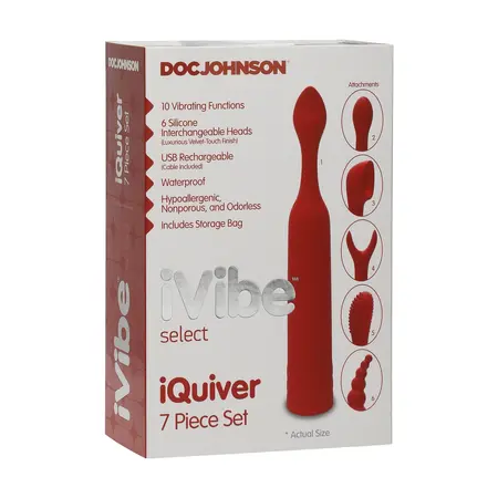 Doc Johnson iQuiver Intimate Device 6 Attachments Compact Periwinkle