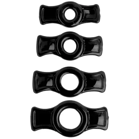 Doc Johnson TitanMen Tools Flexible Ring Set, 4 Sizes, Black/Blue/Clear