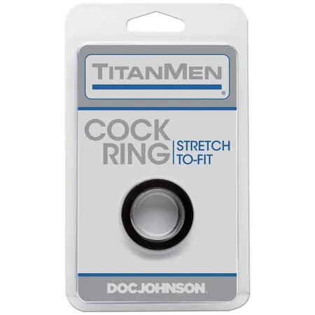 Doc Johnson TitanMen Rastegljivi fleksibilni prsten crni TPR