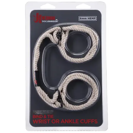 Kink by Doc Johnson Bind & Tie Hemp Cuffs - Adjustable Natural Fiber Restraints
