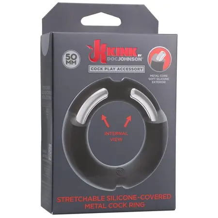 Kink by Doc Johnson Silicone Ring 50mm - Metal Core, Durable Black Design