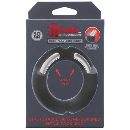 Kink by Doc Johnson Silicone Ring 50mm - Metal Core, Durable Black Design