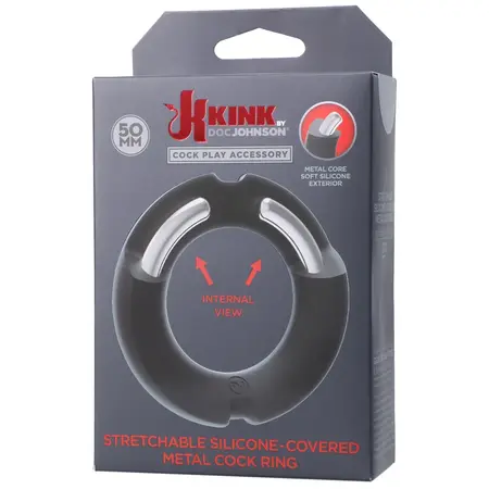 Kink by Doc Johnson Silicone Ring 50mm - Metal Core, Durable Black Design