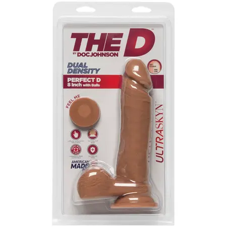 Doc Johnson The Perfect D 8” ULTRASKYN Dual Density Model, Suction Cup, Beige