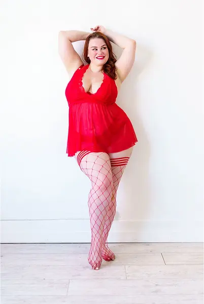 Kix'ies Claudia Large Net Thigh-High Stockings Red Size A