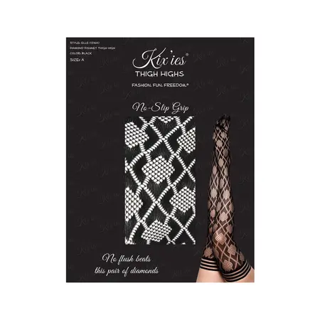 Kix'ies Elle dijamant ribarska mreža visoke čarape do butina crna veličina D