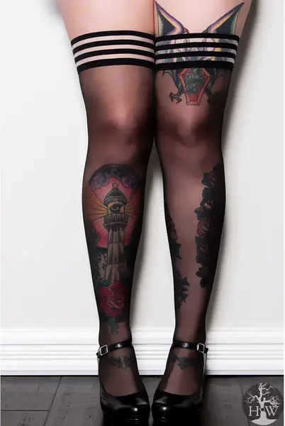 Kix'ies Taylor Thigh-High Stockings B Black No-Slip Chic Design
