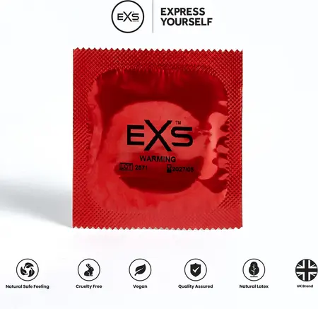 EXS Warming 12-Pack Natural Latex Comfort-Fit Condoms 54mm