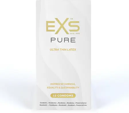 EXS Pure Ultra-Thin Latex Protection 12 Pack, 53 mm, Eco-Friendly
