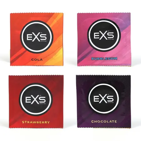 EXS Mešoviti Aromatizovani Kondomi 12 Komada - Jagoda, Čokolada, Kola, Žvakaća Guma