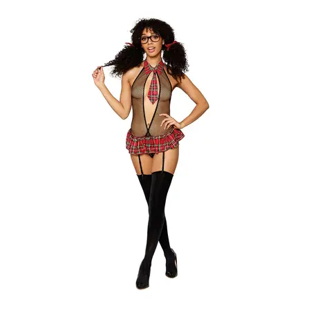 Leg Avenue School Girl Podvezica Teddy Set sa Kariranim Detaljom Jedna Veličina