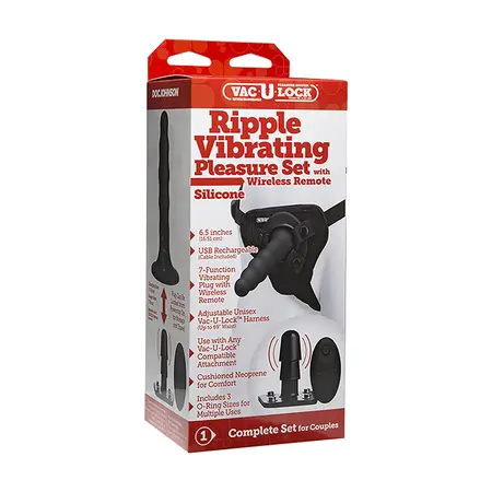 Doc Johnson Ripple Vibrating Set - Remote Control, Ribbed Silicone, Adjustable Harness
