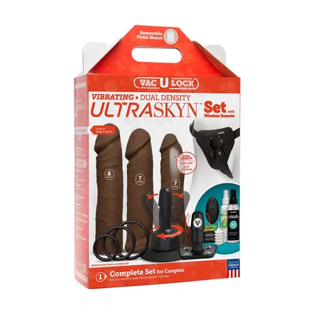 Doc Johnson Vac-U-Lock ULTRASKYN Dual Density Set with Remote, 3 Attachments