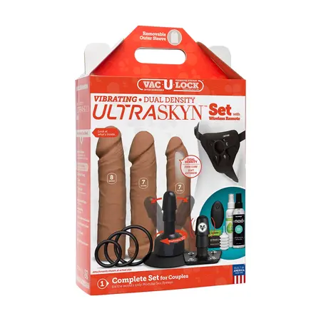 Doc Johnson Vac-U-Lock Dual Density ULTRASKYN set vibrirajući daljinski 3-u-1