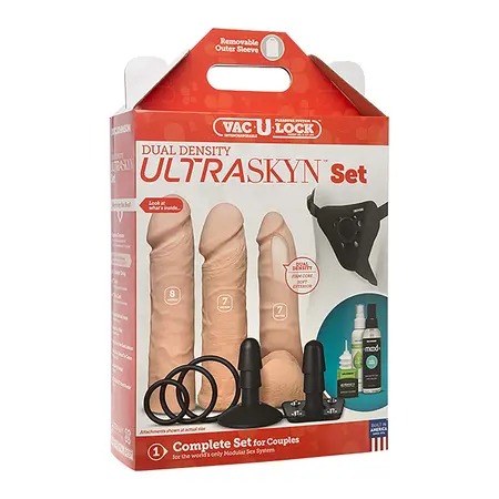 Doc Johnson Vac-U-Lock ULTRASKYN Dual Density strap-on set 3 dodatka