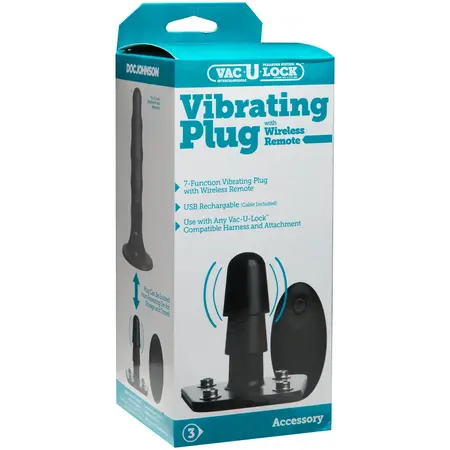 Doc Johnson Vac-U-Lock Vibrating Plug Wireless Remote 7-Mode Black