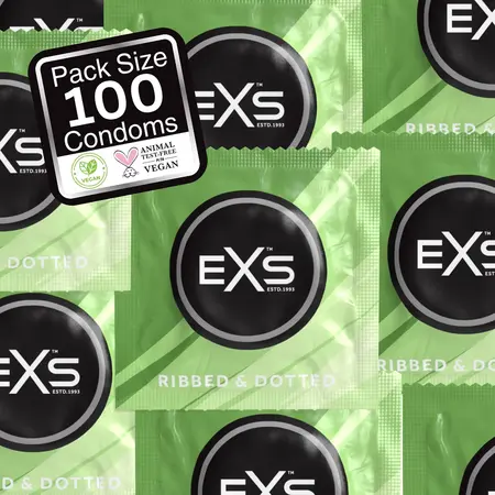 EXS 3 u 1 rebrasti, tačkasti, prošireni anatomski lateks kondomi, pakovanje od 100 komada