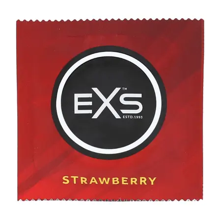 EXS Strawberry kondomi sa ukusom jagode, pakovanje od 100 komada – slatki miris, crveni, veliki