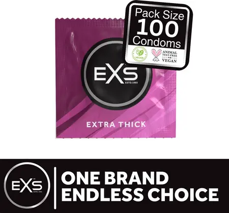 EXS Extra Thick pakovanje od 100 komada – izdržljivi lateks barijerni sistem, podmazan