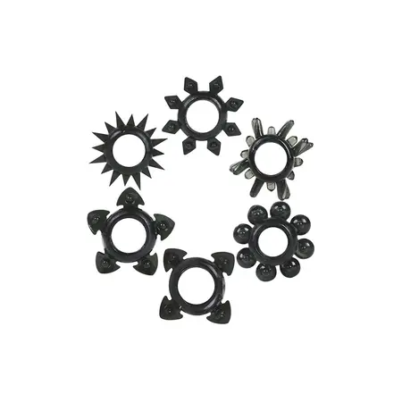 Doc Johnson Tower of Power Intimate Ring Set Black 6 pcs TPE