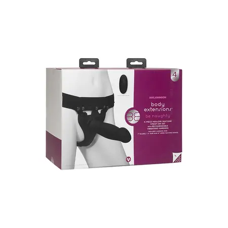 Doc Johnson Body Extensions Silikonski Harness Vibrating Set, Crni
