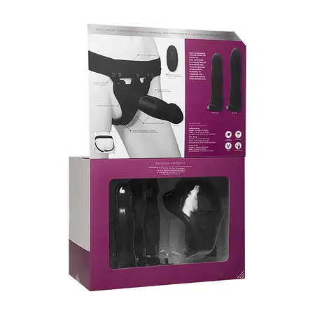 Doc Johnson Body Extensions Silikonski Harness Vibrating Set, Crni