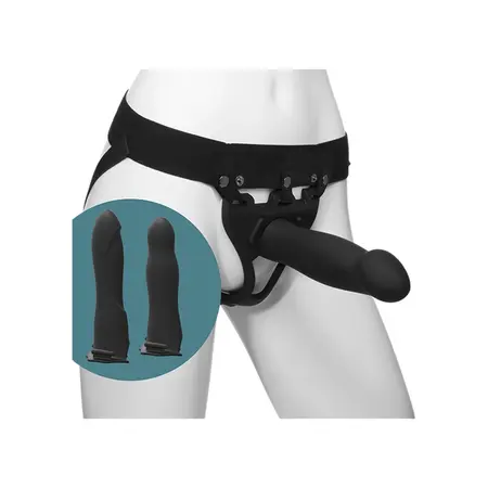 Doc Johnson Body Extensions Silikonski Harness Vibrating Set, Podesiv, Crni